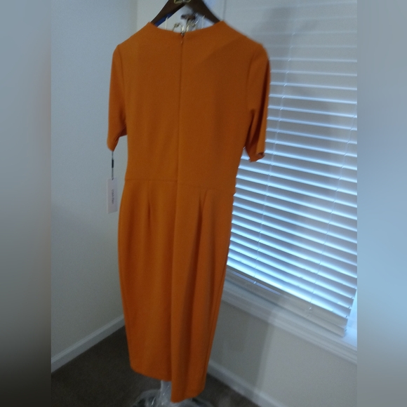 NWT CALVIN KLIEN Size 8 Tailored Pleated Fitted Orange Dress - Picture 4 of 6